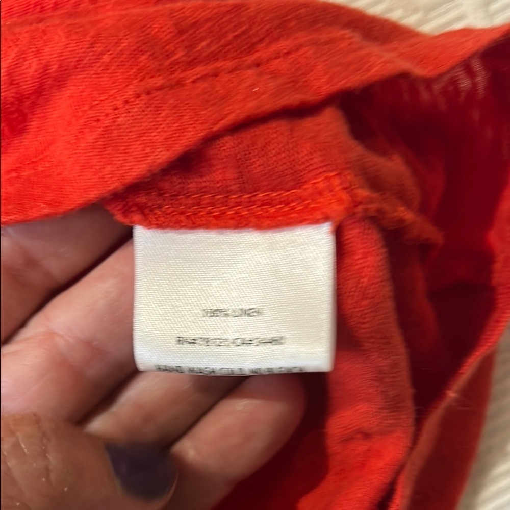 Eileen Fisher Scarlet Red/orange Blouse. Large Linen - Picture 7 of 8